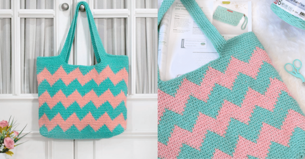 BOLSA CHEVRON DE CROCHÊ