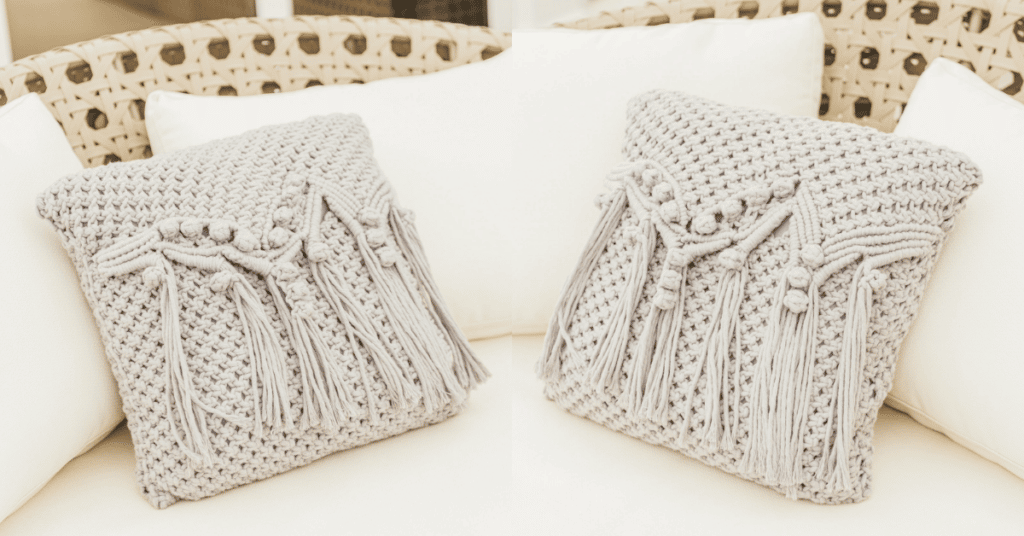 Linda almofada de macramê com franjas: Passo a passo com gráficos