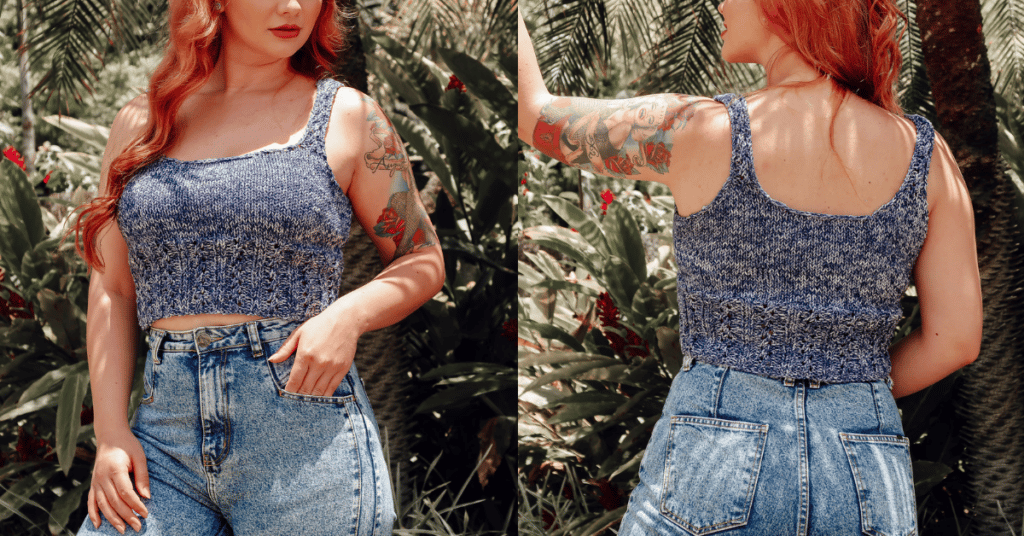 Faça de jeito fácil esse cropped regata de tricô: Passo a passo com gráficos