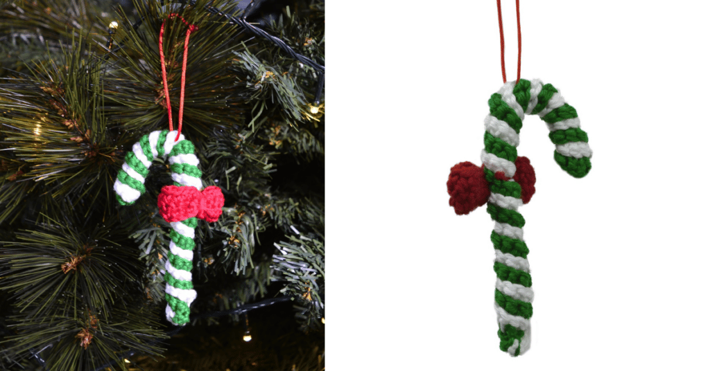 Enfeite para a árvore de natal, bengala amigurumi de crochê: Passo a passo