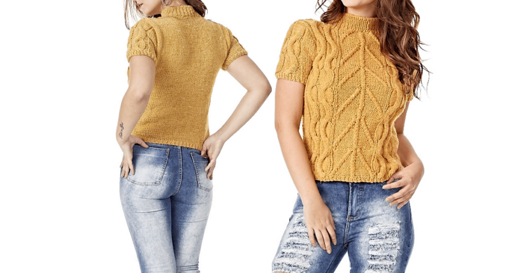 Arrase com a blusinha de manga curta de tricô: Passo a passo com gráficos