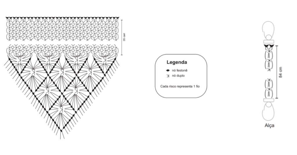 Linda almofada de macramê com franjas: Passo a passo com gráficos