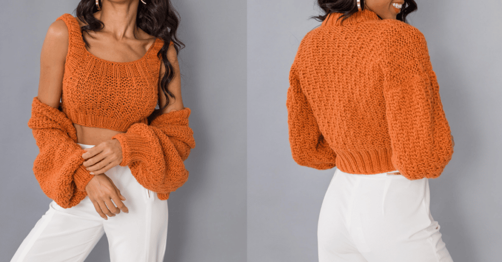 Conjunto top e cardigã de tricô: Passo a passo
