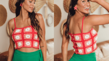 Lindo cropped regata de crochê para usar no natal: Passo a passo com gráficos