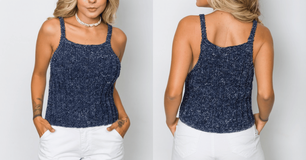 Arrase no verão com a regata de tricô jeans: Passo a passo com gráficos