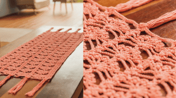 Trilho de mesa em crochê fácil e bonito: Passo a passo com gráficos