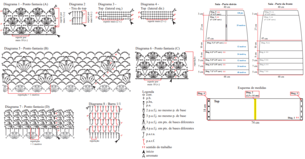 Look para o ano novo em crochê: Passo a passo do conjuntinho com gráficos