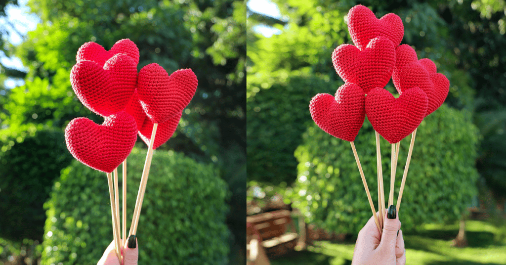 Lindo amigurumi de buquê de coração em crochê: Passo a passo