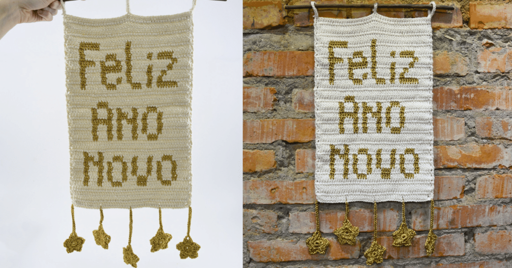 Faça a linda flâmula Ano Novo em crochê: Passo a passo com gráfico