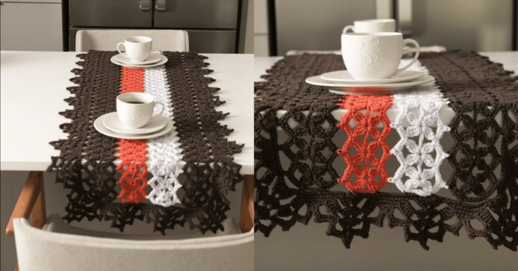 Faça o lindo trilho de mesa prático em crochê: Passo a passo da receita
