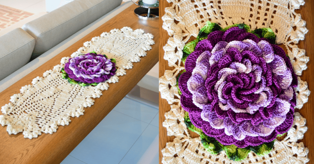 Faça o espetacular Trilho de Mesa Orquídea em Crochê: Passo a passo com gráficos