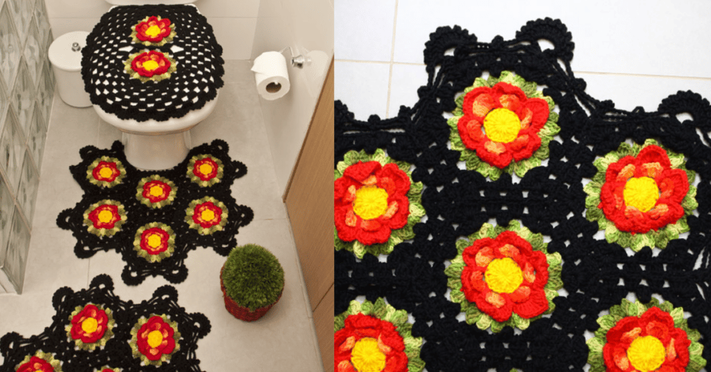 Faça o lindo Jogo de Banheiro Flor Paty em Crochê: Passo a passo da receitinha 
