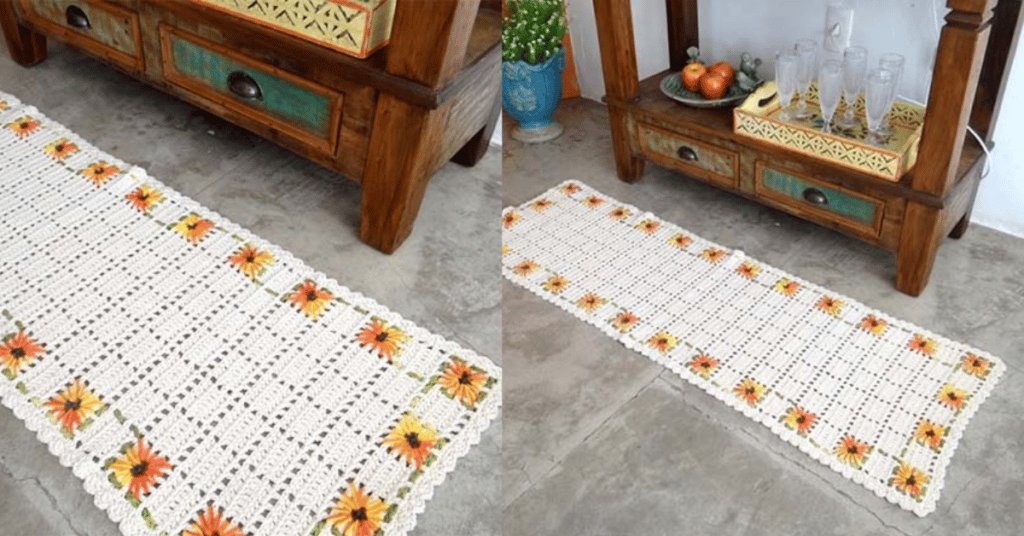 Faça o lindo Tapetinho Florido em Crochê: Passo a passo com gráficos