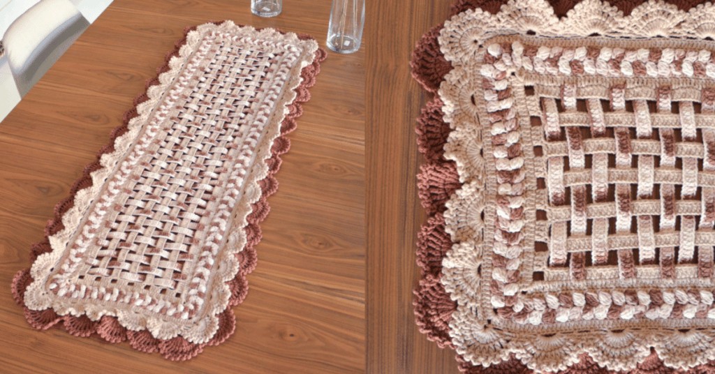 Caminho de Mesa com Sobreposições em Crochê: Passo a passo com gráficos