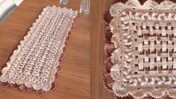 Caminho de Mesa com Sobreposições em Crochê: Passo a passo com gráficos