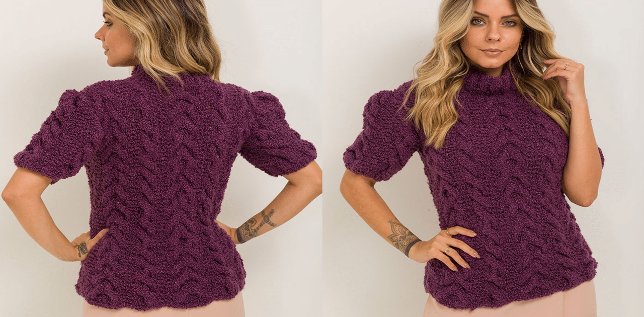 Blusa de tricô Romântica com passo a passo