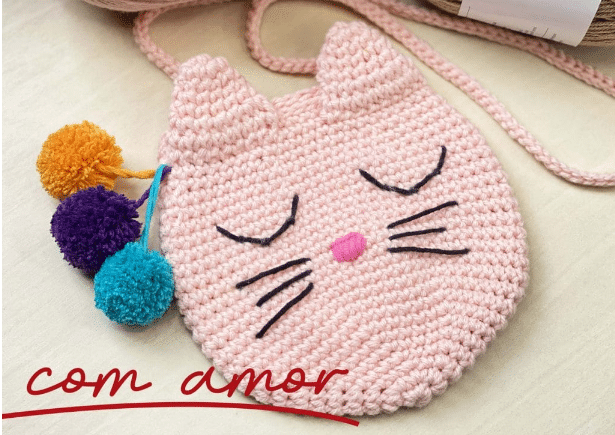 Bolsa de crochê gatinho na técnica do amigurumi -Kotini