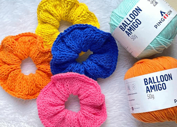 Scrunchies de Tricô – Fio Balloon Amigo