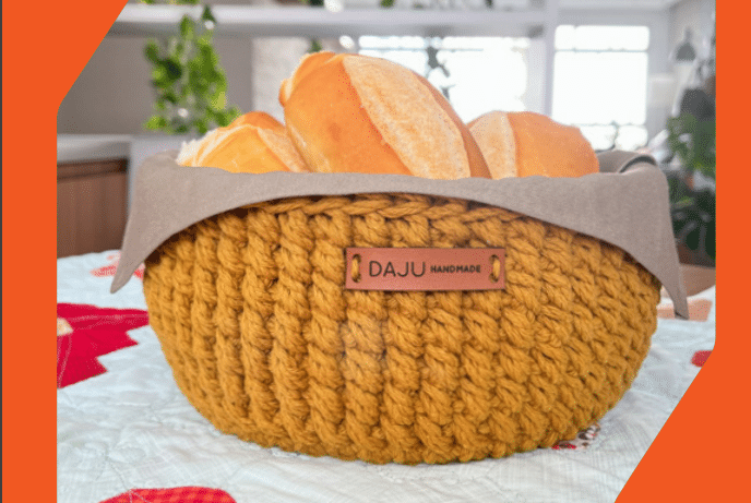 Cesto de crochê para Pão – Passo a passo