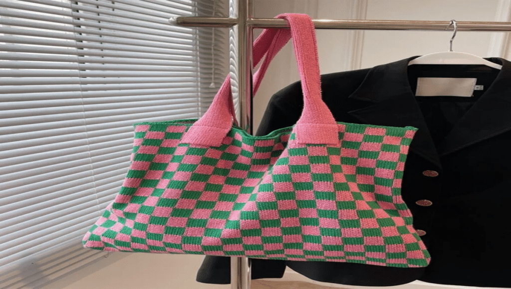 Bolsa de Crochê Xadrez Fácil De Fazer Com Gráficos