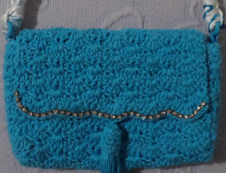 Bolsa azul - Cisne Super bebê de crochê