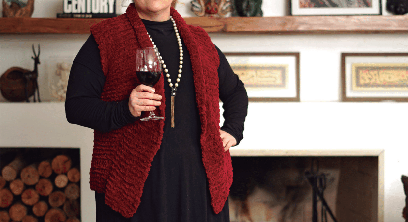 Colete plus size vermelho feito em Tricô