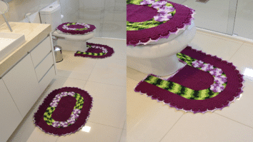 Jogo de Banheiro Feito em Crochê Violeta