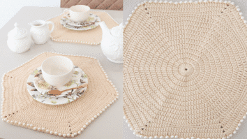 Sousplat de Crochê Porcelana com Pérolas