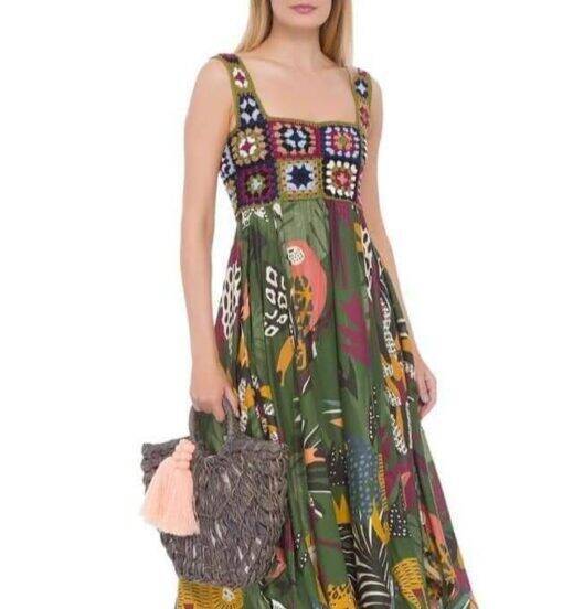 Vestidos de Crochê com Tecido: 28 Lindas Peças