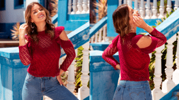 Blusa de Crochê Manga Longa Babado