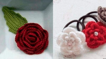 Aplicações de Flores em Crochê