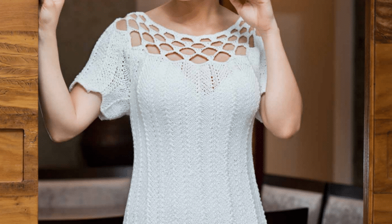 Vestido de tricô branco: Passo a passo com gráfico