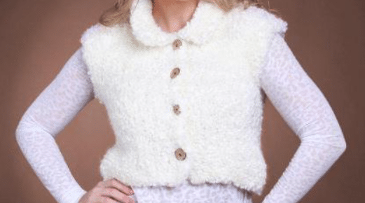 Colete de tricô Branco com Gola