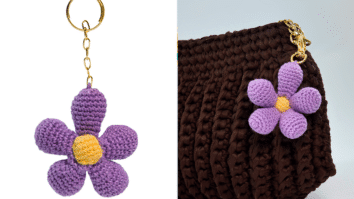Chaveiro em Crochê Flor Azaleia
