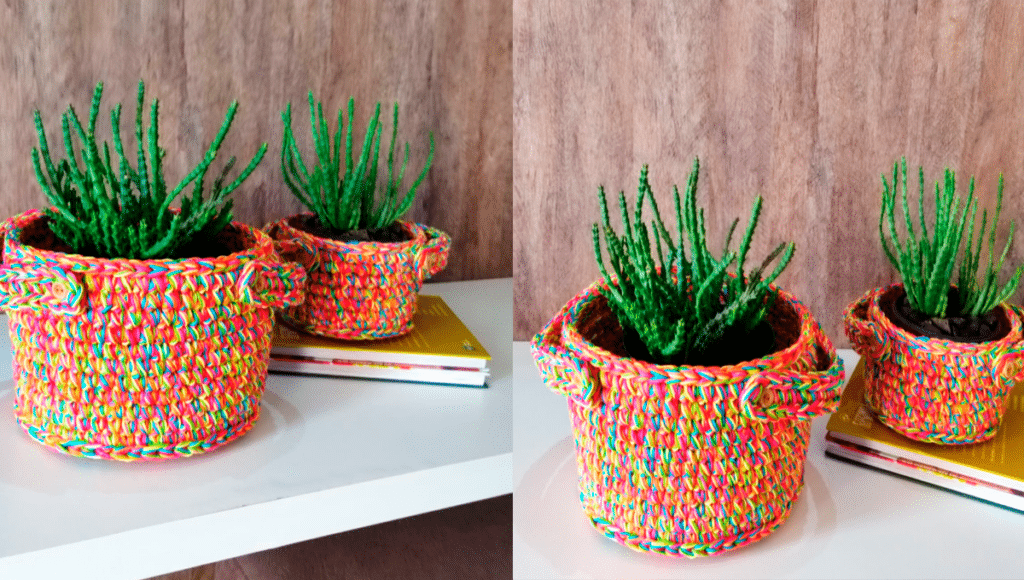 Conjunto Cestos em Crochê Balé