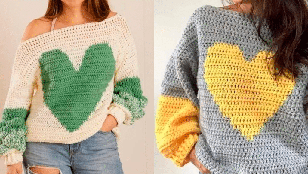 Coração em Crochê com Ponto Conduzido