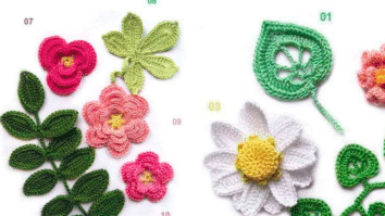 Folhas e Flores em Crochê