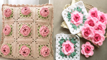 Almofada de Crochê com Motivo Floral