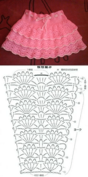 20 Vestidos de Crochê e Saias Infantil com Graficos Parte 1