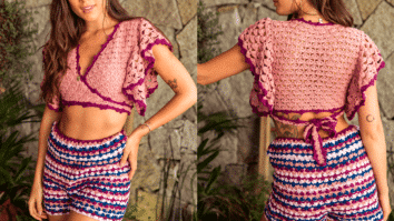 Conjunto de Crochê Cropped e shorts Passo a Passo e Graficos