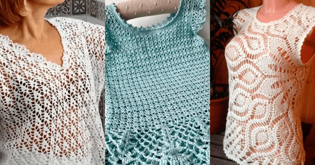 Maravilhosas Blusas em Crochê Finas: Gráficos dos Pontos