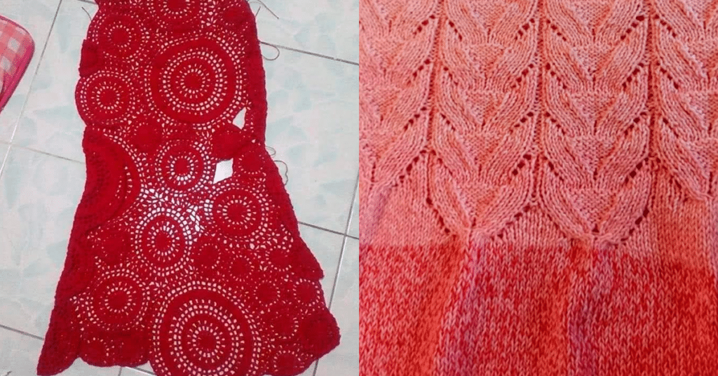Vestidos de Croche Vermelhos Maravilhosos com Graficos Pt 3