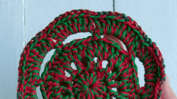 Porta Copos de Crochê Natalino Vermelho e Verde