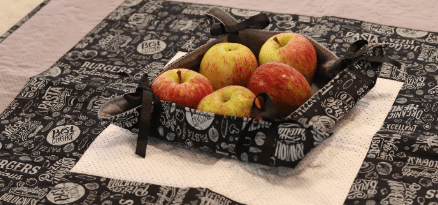 Centro de Mesa com Cesta em Patchwork