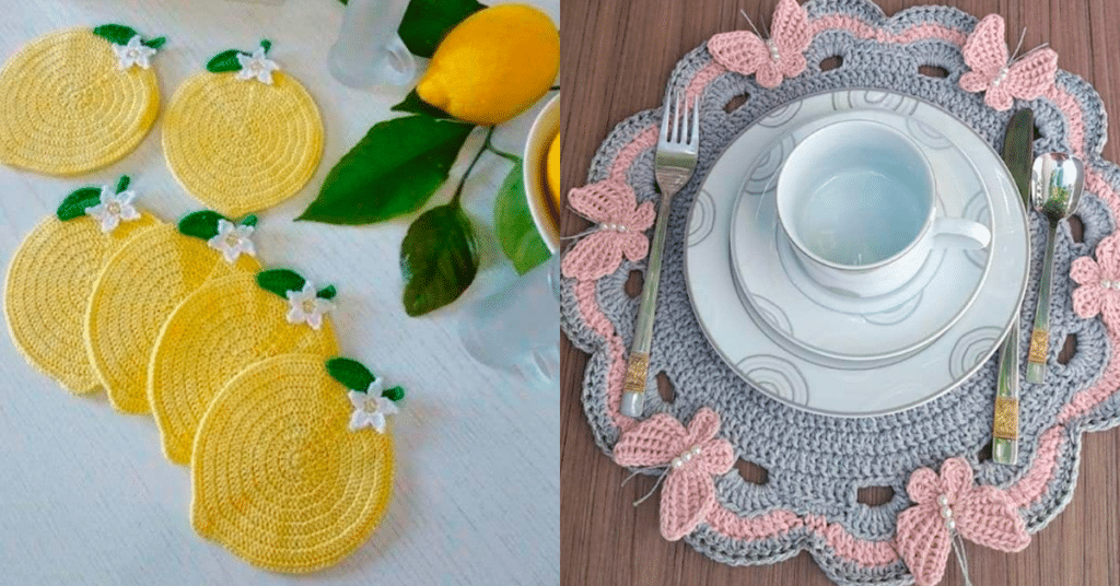 Ideias de Sousplats e Porta Copos em Crochê p Decorar seu Lar