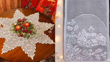 Ornamentos de Natal: Trilhos de Mesa em Crochê com Gráficos