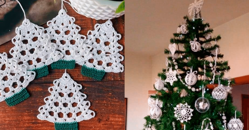 Os Melhores Pingentes de Crochê para Árvore de Natal com Gráficos