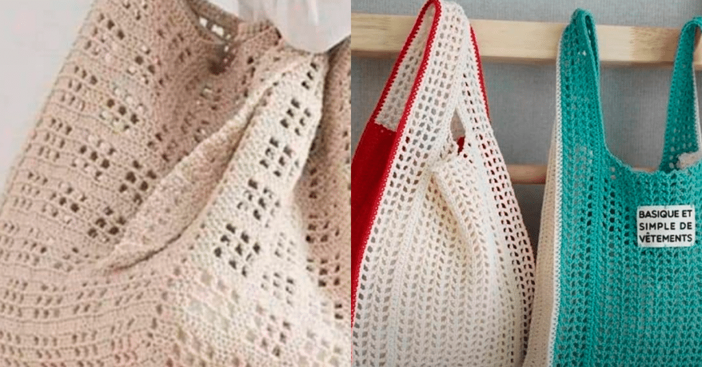 Artesanato Delicado com Gráficos: Bolsas de Crochê Simples com Barbante 6