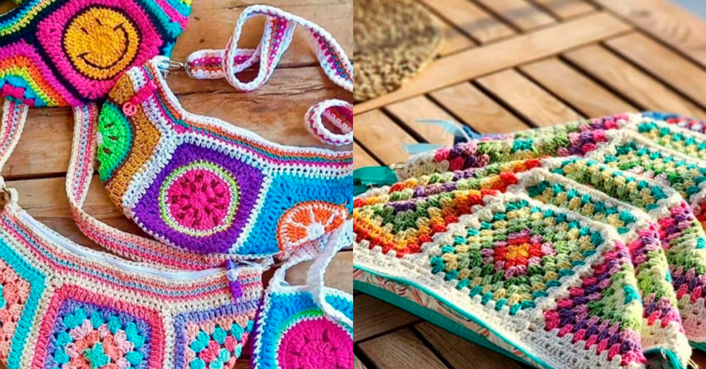 Pochetes de Crochê Simples e Bem Fácil com Quadradinhos da Vovó - Granny Squares