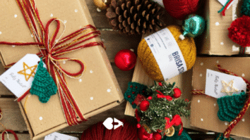 Embalagens de Natal em crochê Com materiais Recicláveis